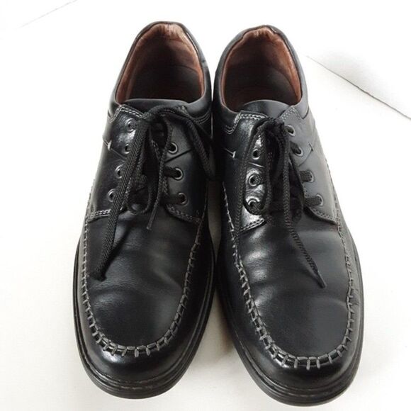 Johnston and Murphy Men's Oxford Shoes size 10.5M Black Sheepskin Leather - Picture 1 of 12
